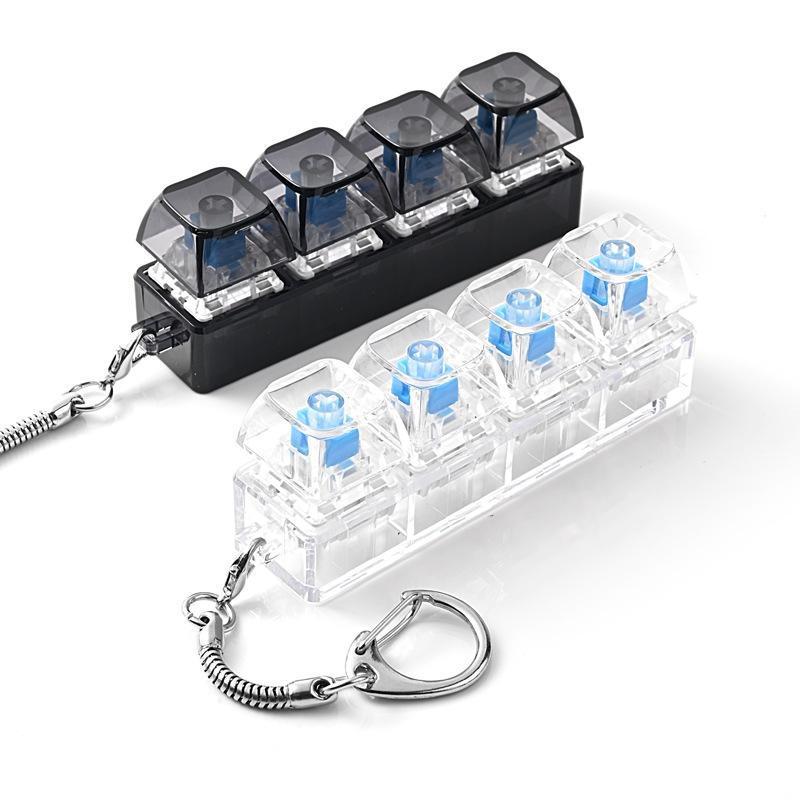 Decorador 4 Botões Teclado Chaveiro Brinquedo Fidget Alívio Do Estresse Com Luzes Gadget Sensorial Para Crianças Adultos