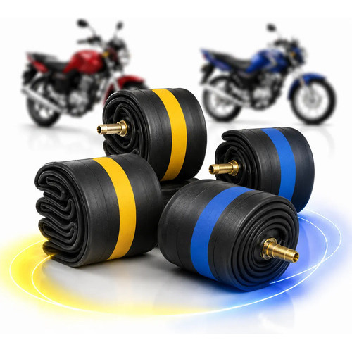 Kit 4 Camara De Ar Aro 18 Moto Cg Titan Fan 125 150 160 Ybr Schrader Preto