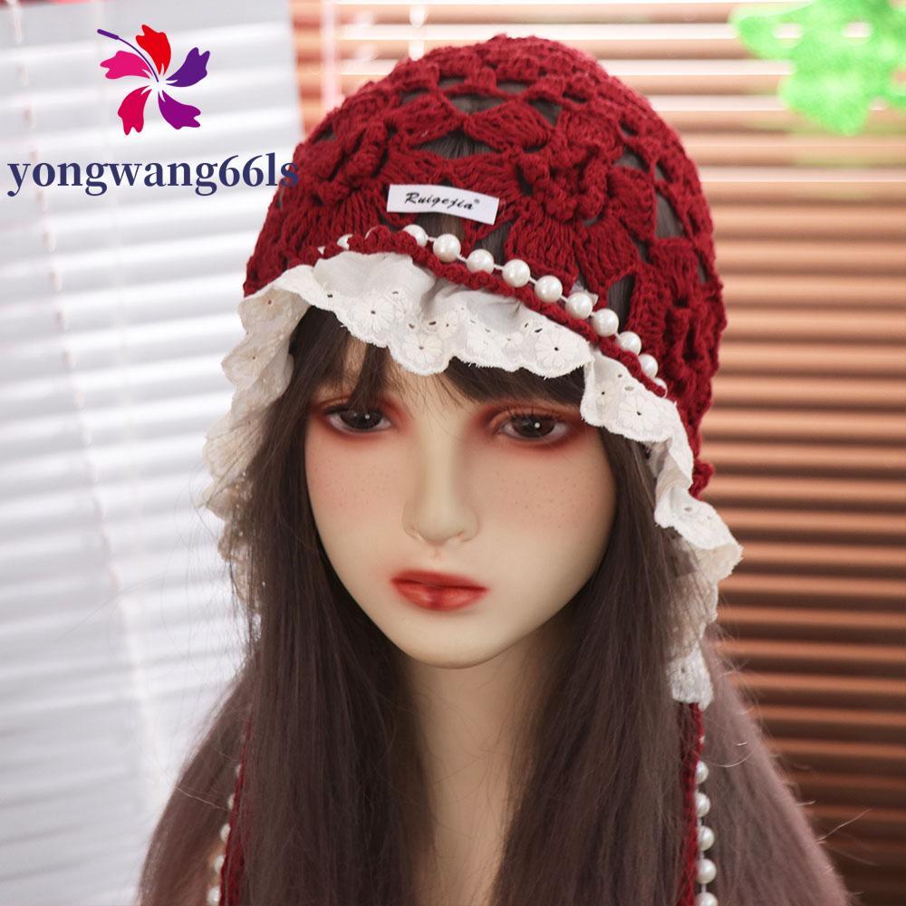 YONGWANG Chapéu De Malha De Flor De Crochê , Gorros De Renda Estilo Boêmio Vazados , Boné Fino Feito À Mão