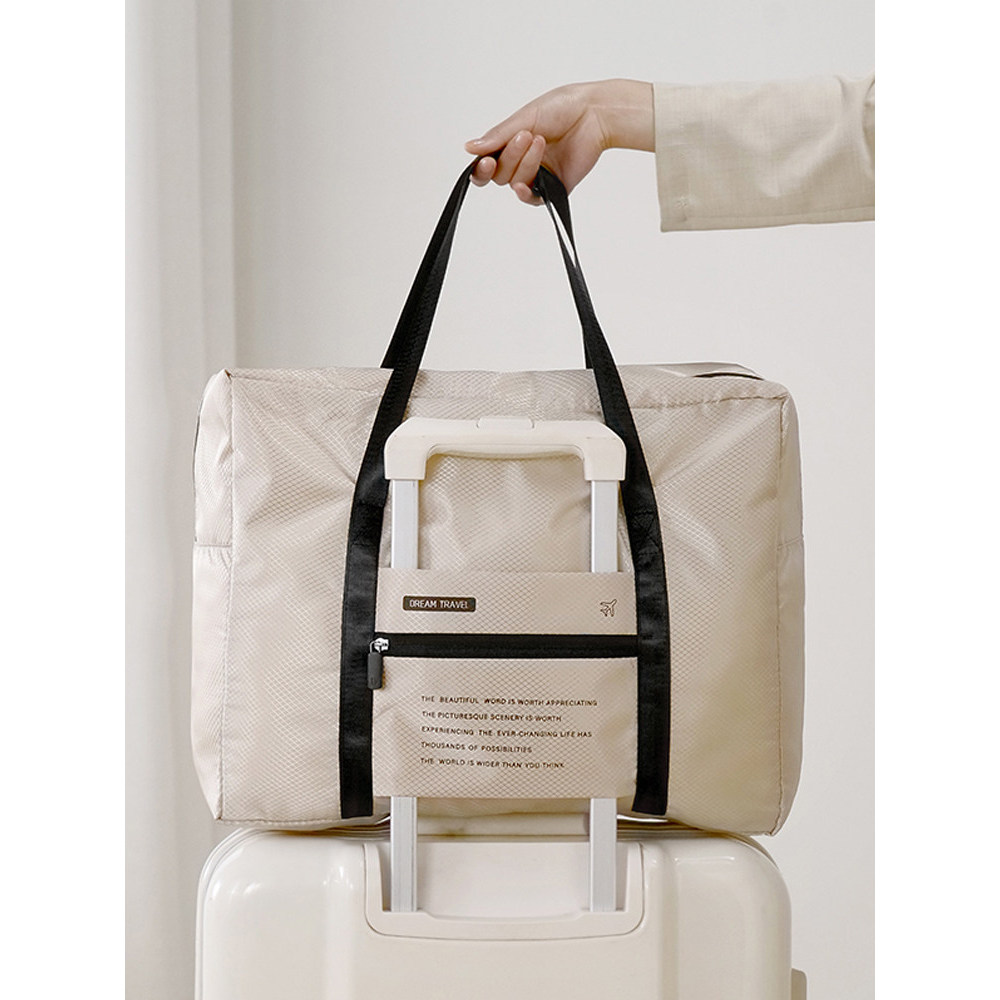 Bolsa de viagem dobrável feminina, grande capacidade, portátil, carrinho, bagagem, portátil, esperando pela produção, bo