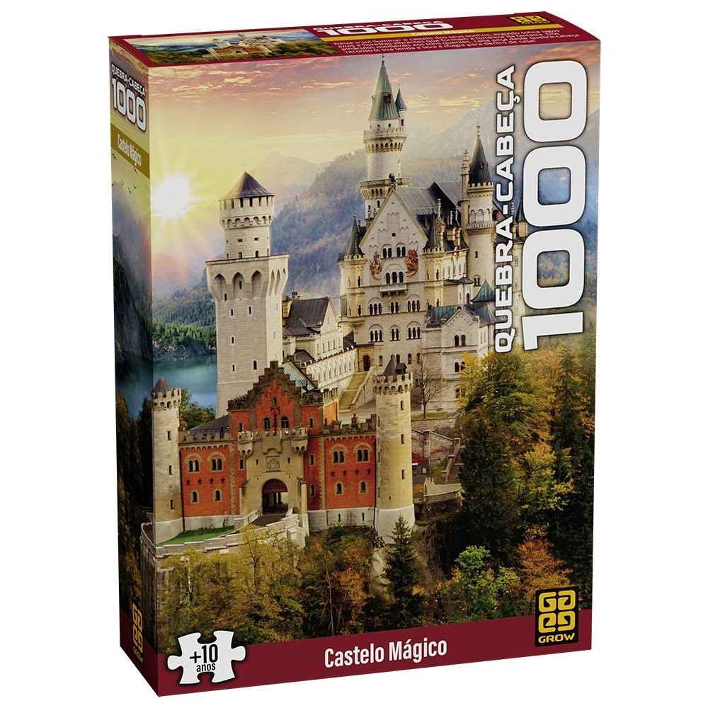 QUEBRA CABEÇA CASTELO MÁGICO 1000 PEÇAS GROW PUZZLE PAISAGEM TURÍSTICO QUADRO FLORESTA MEDIEVAL