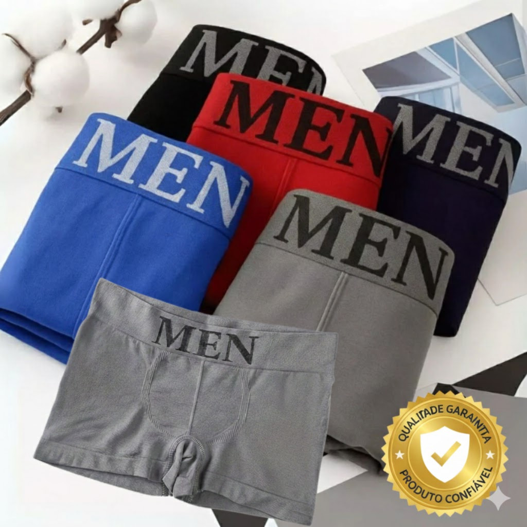 Kit 10 ou 4 Cuecas Boxer Masculinas Microfibra Sem Costura Confortável Cintura Elástica