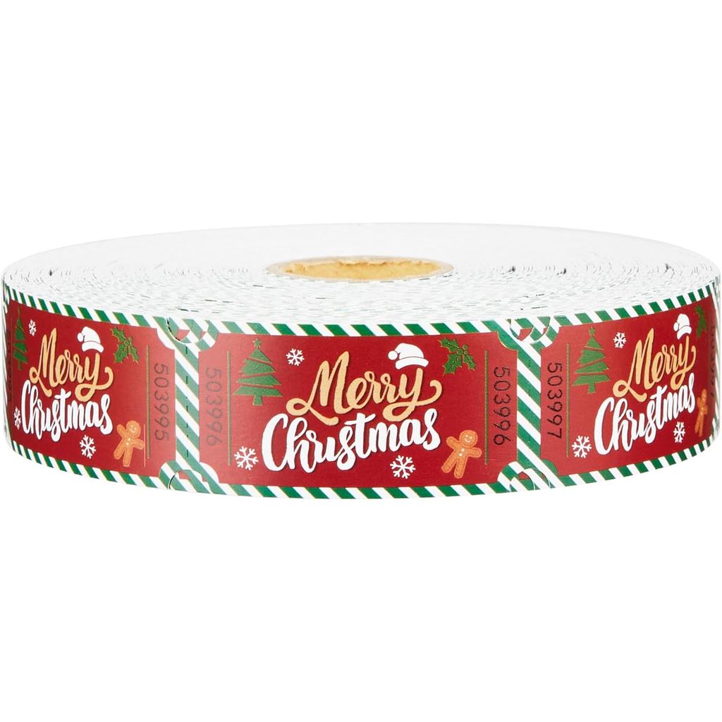 Feliz Natal - Roteiros de Rifa em Rolo Único, Roteiros de Rifa para Carnaval, Roteiros para Bebidas e Refeições, Decoraç