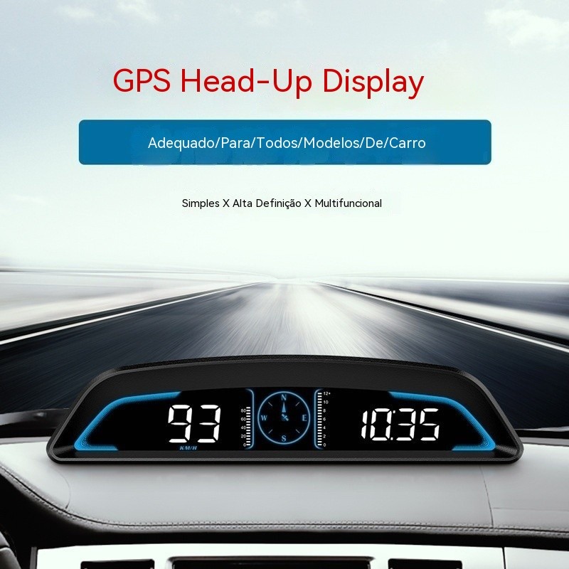 HUD (Head-Up Display) para Carros, Odômetro com Alarme de Excesso de Velocidade em Alta Definição com GPS, Velocímetro D