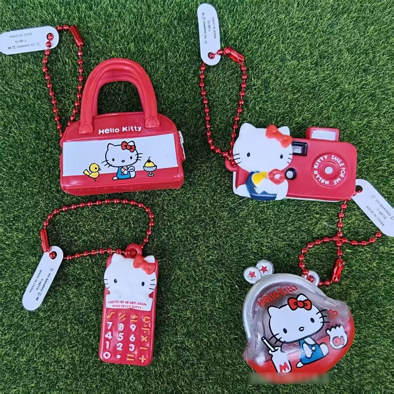 4 Pçs/Set Hellokitty 50o Aniversário Gashapon Encantos Pingentes Mini Câmera Bolsa Mobilefor Pingente Presentes Para Fãs