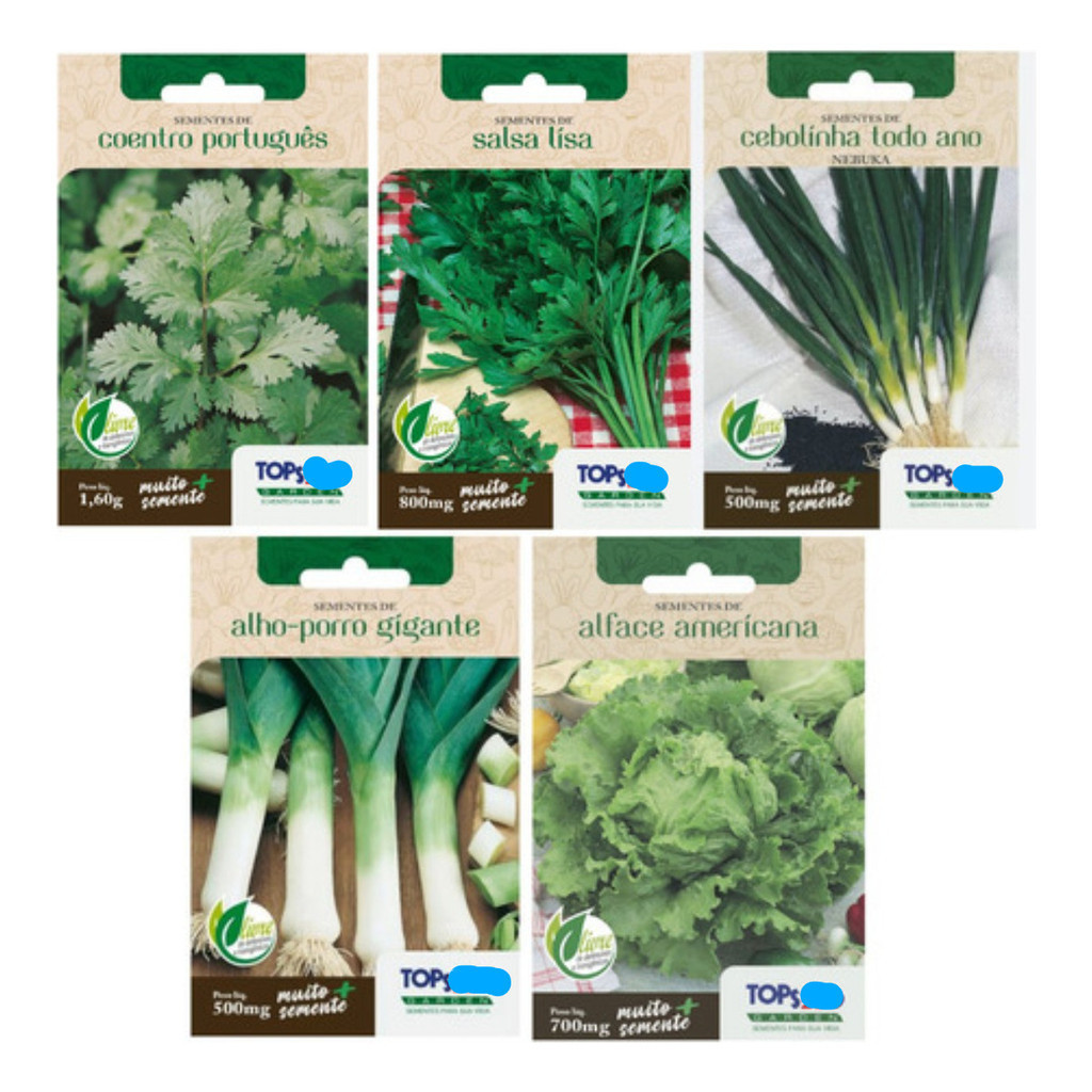 Alta germinação 100 Sementes Salsa,cebolinha,coentro,couve,alface,alhoporo