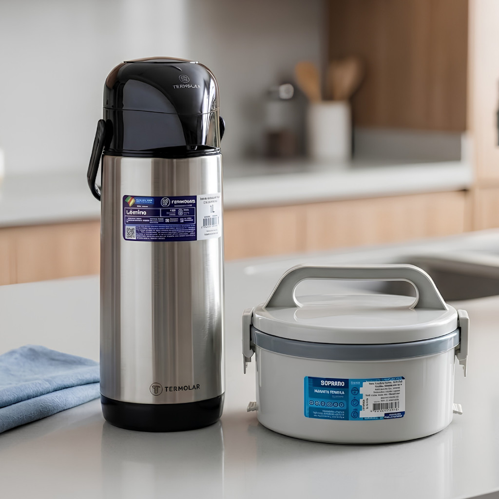 Kit Garrafa Térmica 1L + Marmita Térmica 1,5L Soprano