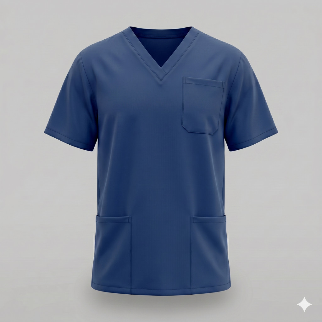 Camisa Scrub Masculina Azul Marinho Queima de Estoque Profissional Enfermagem Hospital Clínica Saúde Últimas Unidades