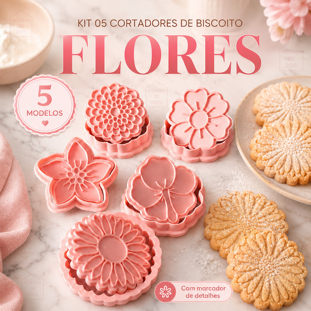 Cortadores de Biscoito Flores Com Marcador Para Confeitaria Pasta Americana Fondant  Massinha