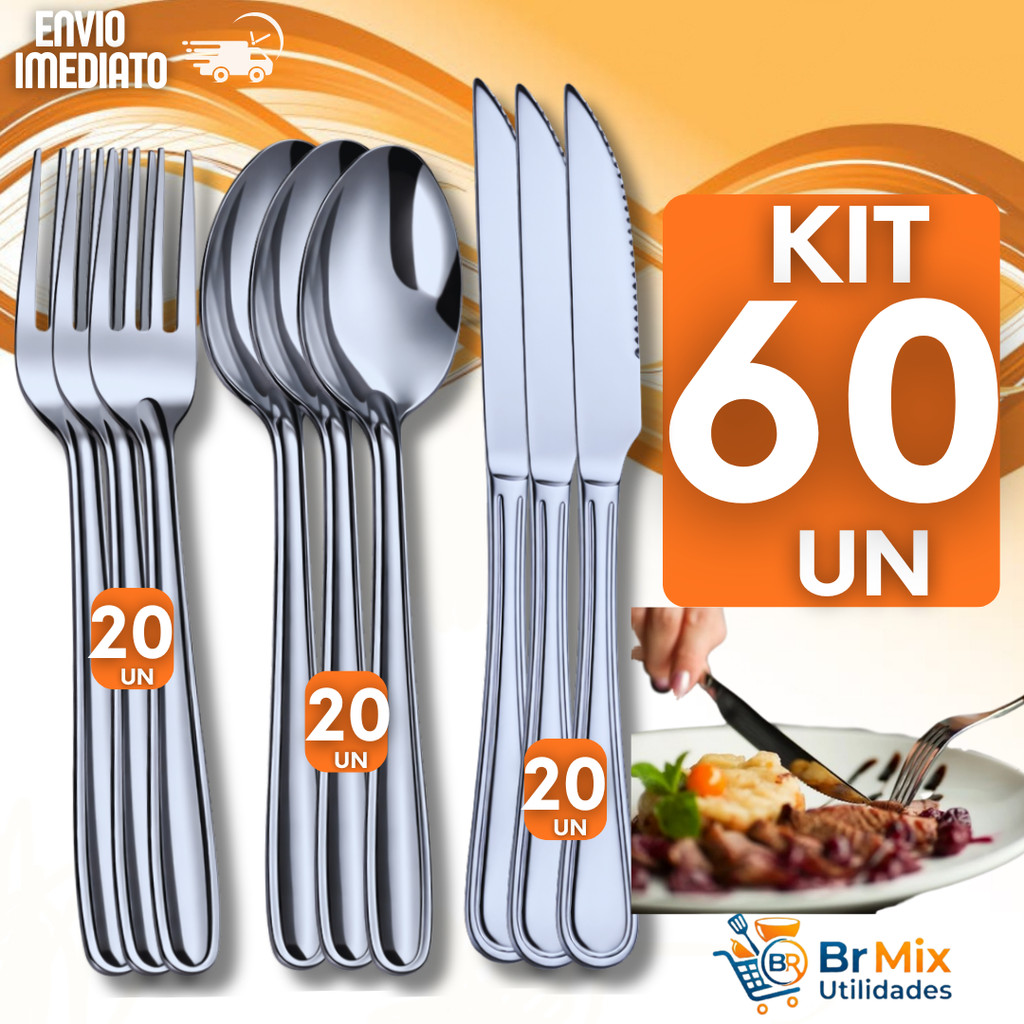 Combo de Talheres inox Garfo Faca Colher Cozinha Restaurante Talher Utilidades