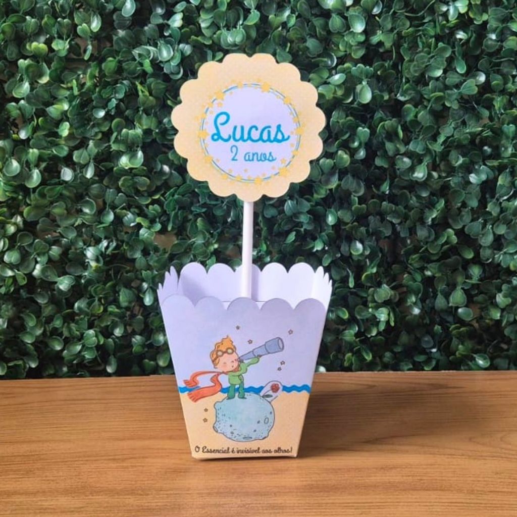 Centro de Mesa Cachepot Pequeno Príncipe Personalizado Pegue e Monte | Caixas Lembrancinhas Festa Infantil Aniversário