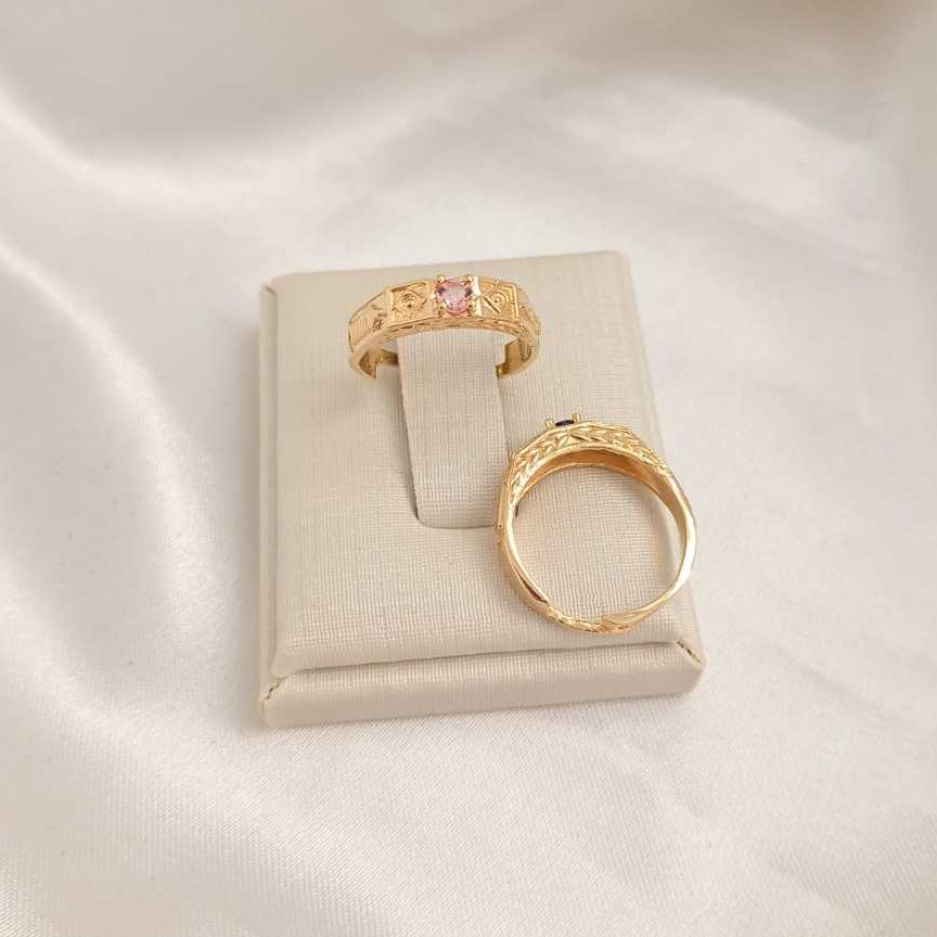 Anel ABC Regulável Formatura Infantil Pedra ou Azul Banhado A Ouro 18k - Envio imediato - semi joia