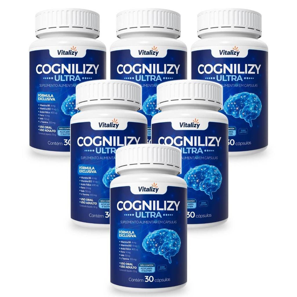 Kit 6x30 Cápsulas Suplemento Para Foco Concentração Focus Cognição Memória Brain Vitalizy