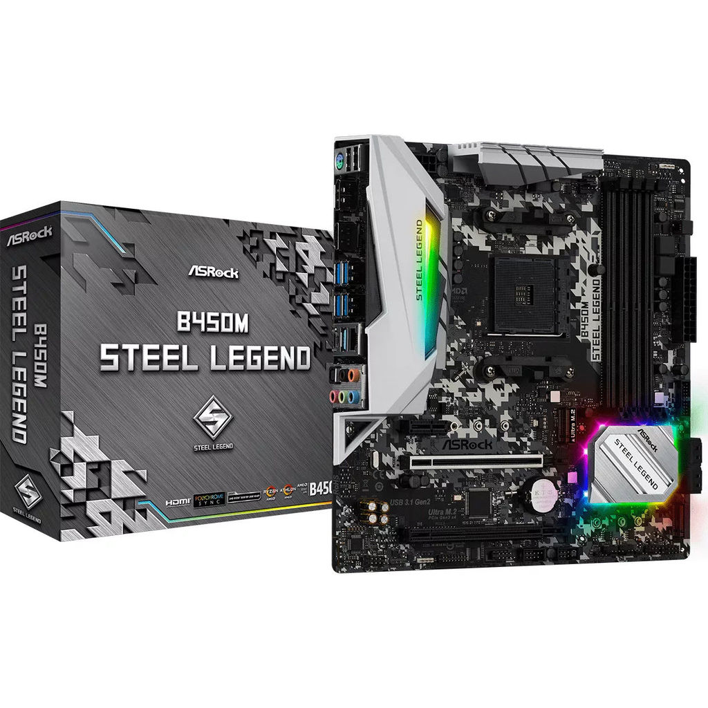 Placa Mae AMD ASROCK B450M Steel Legend AM4 Hdmi -REEMBALADO