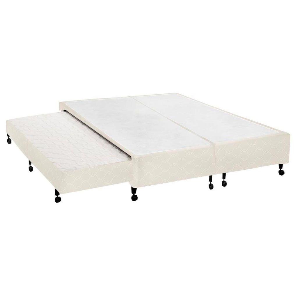 Cama Box Base c/Auxiliar Queen Poli Tecido Clean (158x198x27) - Castor