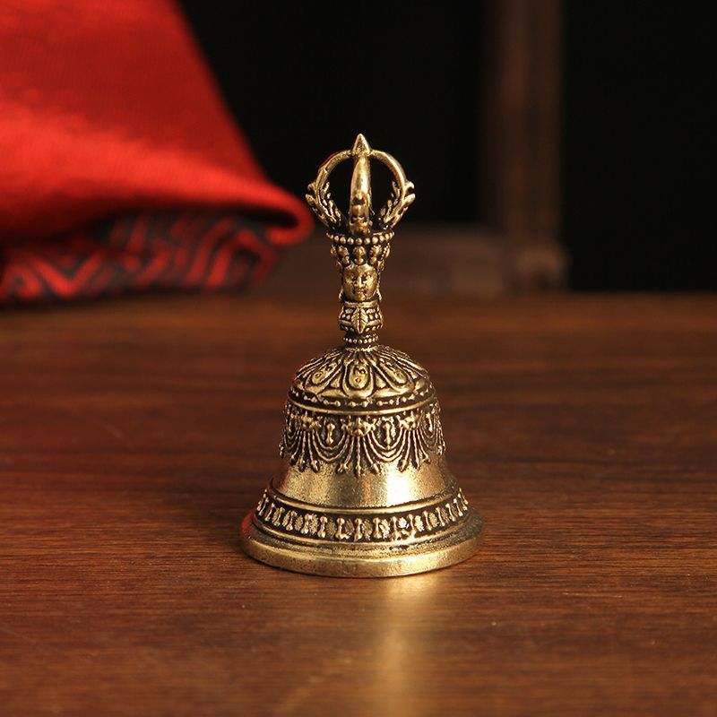 [Altura cerca de 5.3 cm] Sino de diamante tibetano de latão para decoração de casa enfeites sino pequeno pingente