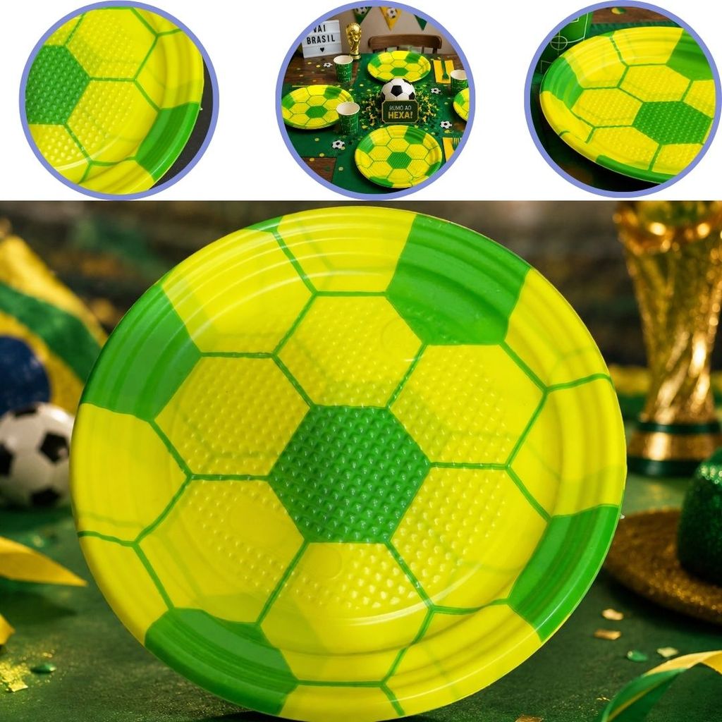 10~80 PRATO SOBREMESA FESTA BRASIL BOLA COPA 15CM (PLASTIK)