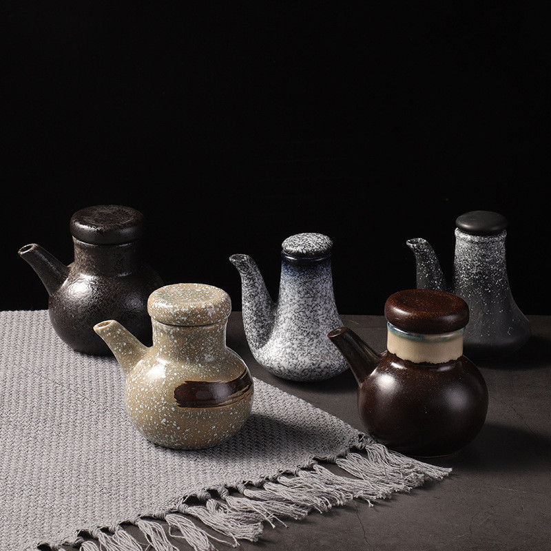 Pote de cerâmica criativo em estilo japonês para temperos, pote de molho de soja, frasco para condimentos, frasco de vin