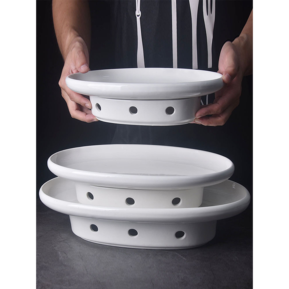 Hotel utensílios de mesa pote seco vela isolamento de álcool aquecimento placa de peixe Oval placa de sopa cerâmica prat