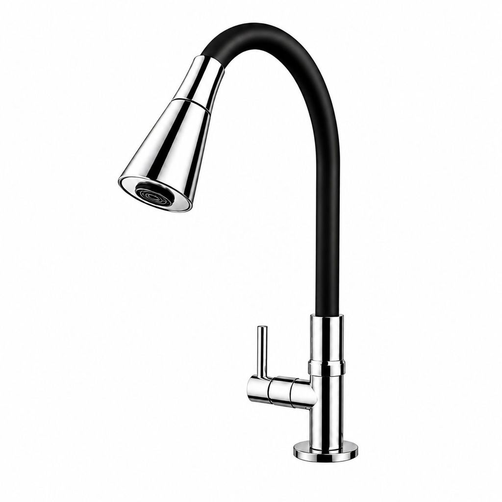 Torneira Gourmet Silicone Cozinha 2 Jatos - Preto/Cromado