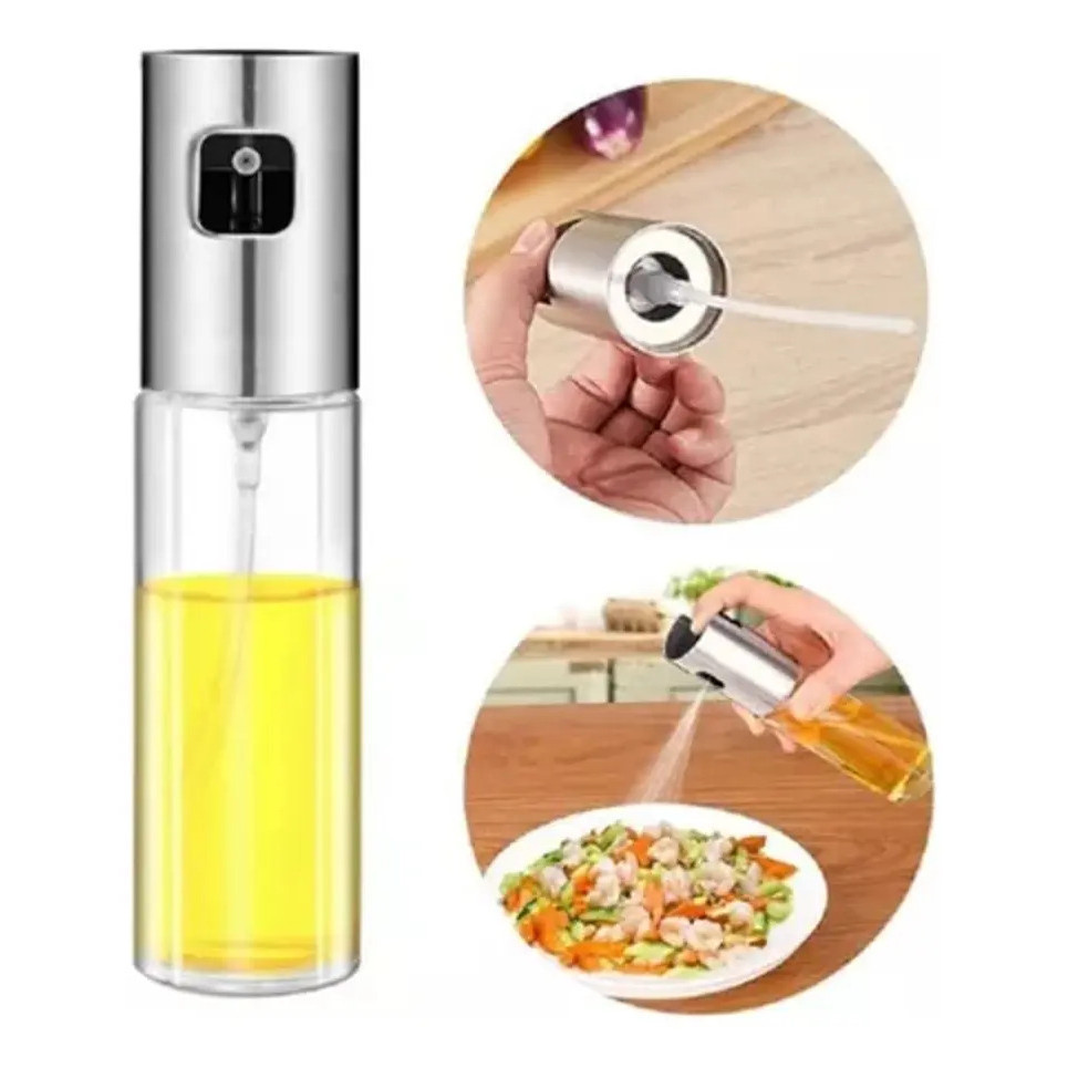 Spray Pulverizador Inox Vidro Óleo Azeite Vinagre Prateado