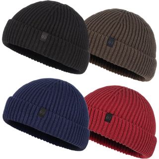 Pacote com 4 Gorros de Pescador de Inverno, Gorro Estilo Trawler, Gorro Fashion, Gorro Regular para Homens e Mulheres