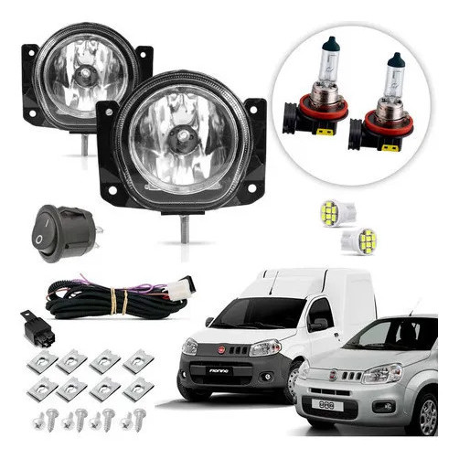 Kit Farol De Milha Uno Fiorino Furgão Fire Way Vivace Att