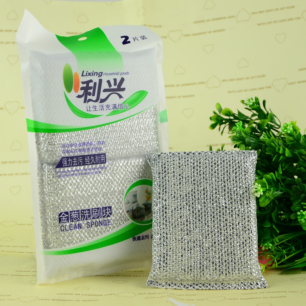 Bloco de limpeza com glitter, esponja de aço inoxidável, pano de limpeza e descontaminação para remoção de óleo, escova