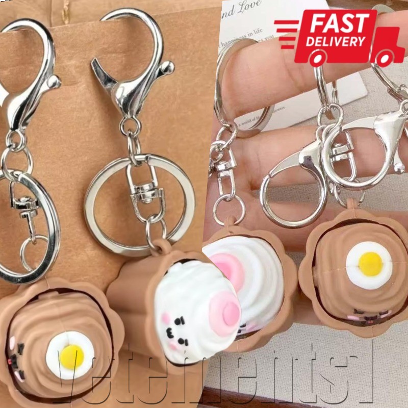 [Navio Grátis] Chaveiro Com Botão De Pressão Para Bolo De Desenho Animado-Brinquedo De Descompressão-Pingente De Criativ