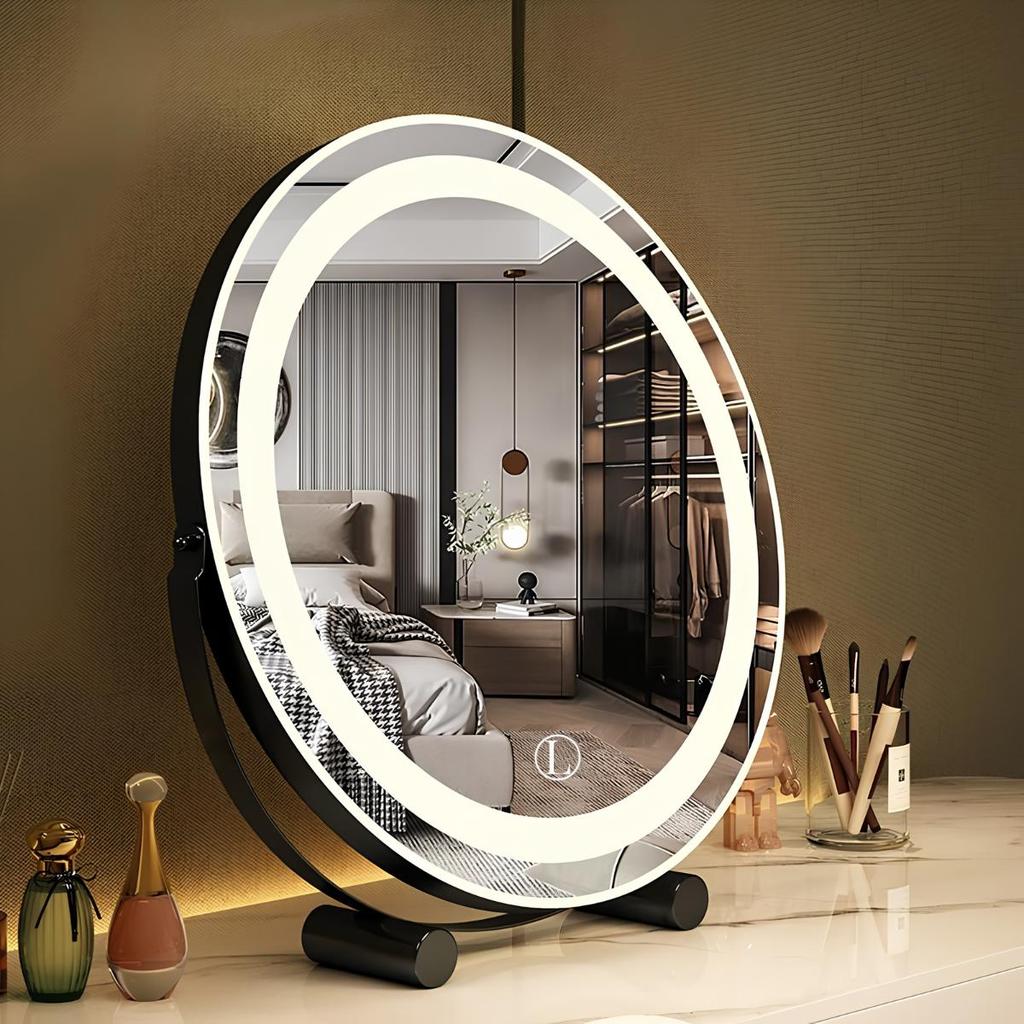 Espelho Lopazzi de Mesa para Maquiagem c/ LED 3 Tons Touch Penteadeira Decorativo Quarto Feminino