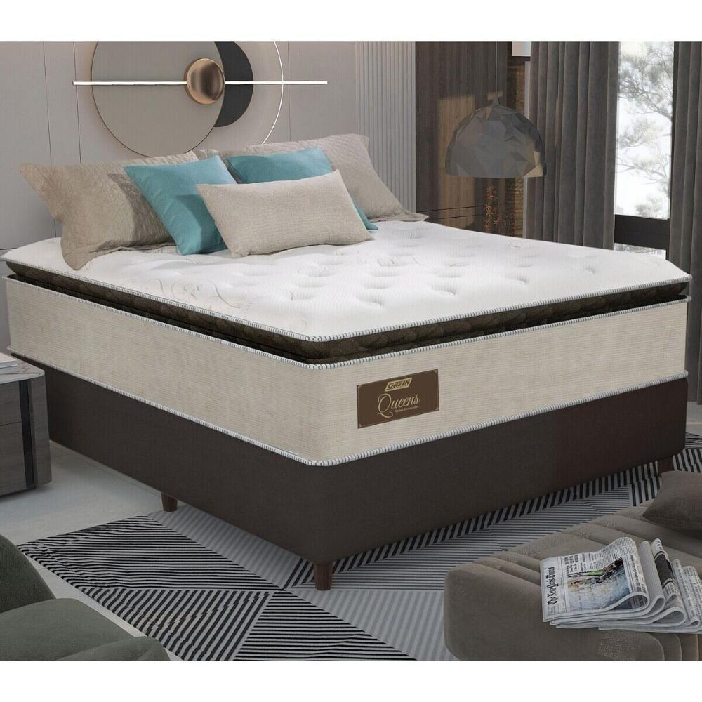 Cama Box Conjugado Casal Com Colchão 138x73x188 Gazin Cr35349 Bege-marrom