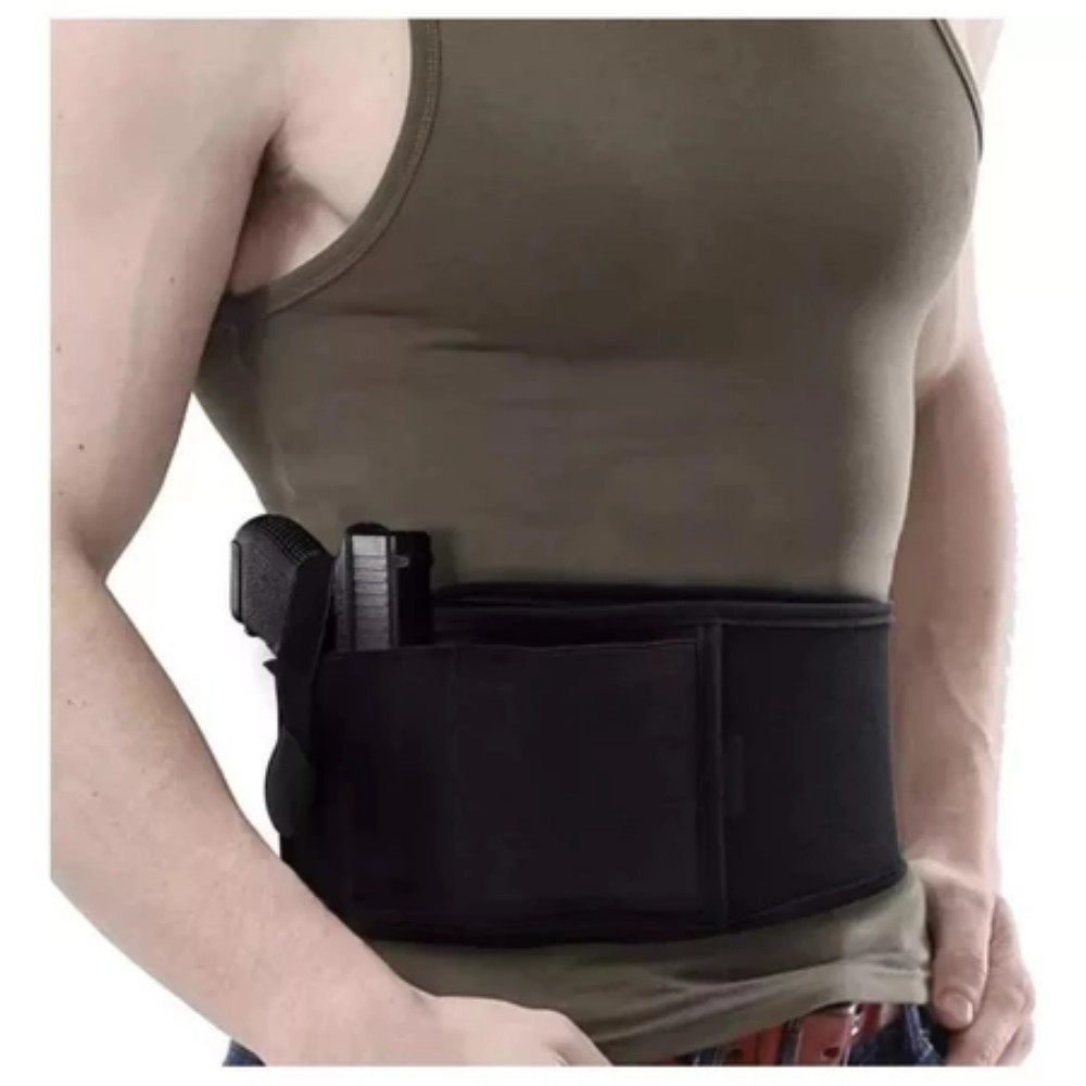 Cinta de Barriga Ajustável Coldre Universal para Pistola, Airsoft e Revólver com Fixação Segura