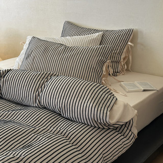 MUJI puro algodão linho conjunto de quatro peças padrão espinha de peixe cama b & b luz luxo High-End colcha capa quatro