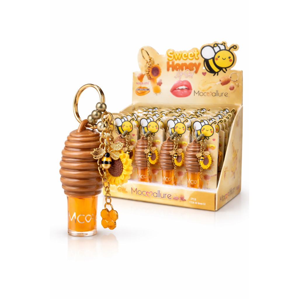 Gloss Labial Sweet Honey Moccallure – Hidratação Intensa | Aroma de Mel | Brilho Natural | Formato Colmeia