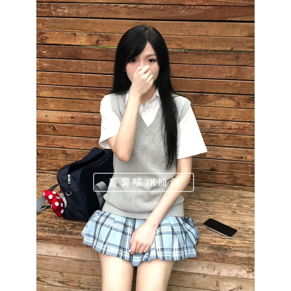 Lingquan jk uniforme saia Original genuíno Odamachi saia japonesa xadrez material escolar saia plissada saia azul