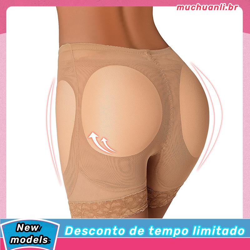 Cueca levantadora de bumbum com enchimento para mulheres, almofadas removíveis para aumento de quadril, modelador