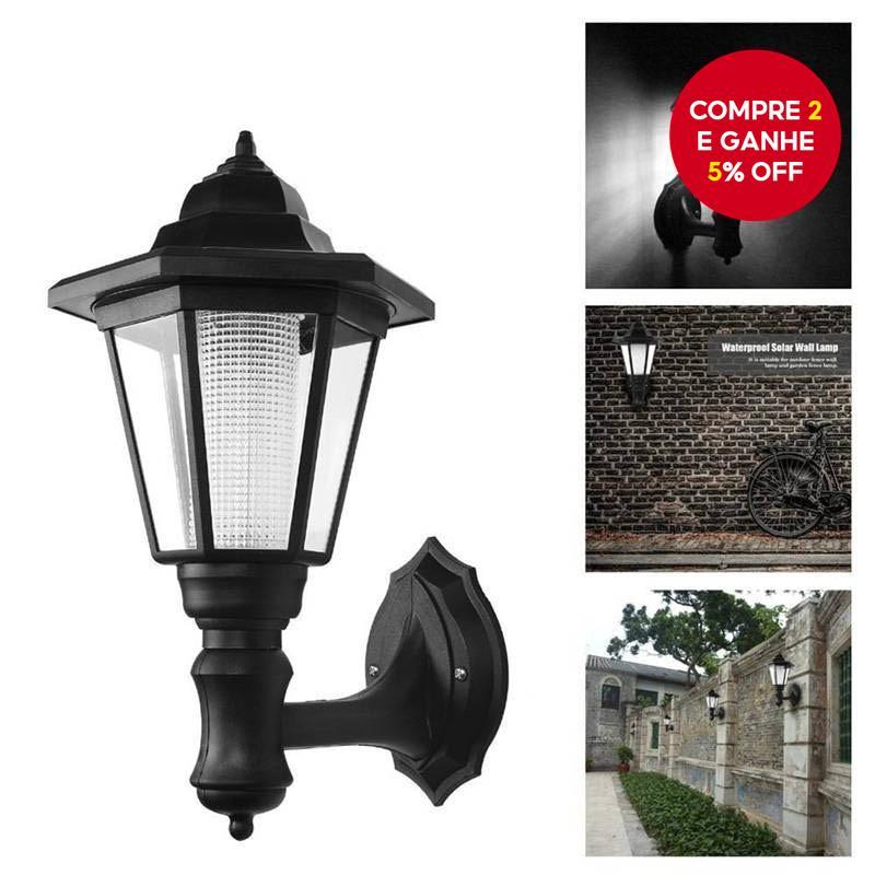 Nova Lâmpada Solar Led Externa em 2 Peças, Luz de Parede Hexagonal Solar, Lanterna Solar Retro, Lâmpada de Jardim à