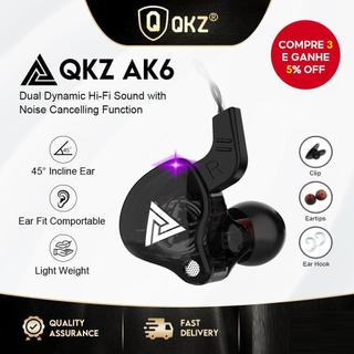 QKZ AK6 - Fones de Ouvido Esportivos AK6-X de Alta Qualidade com Microfone Versão Atualizada com Grave