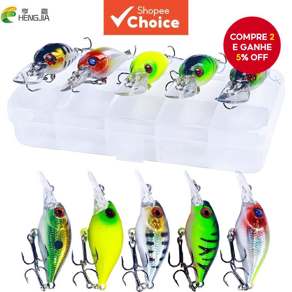 HENGJIA 5PCS/Box Conjunto De Iscas De Pesca 5cm 4.3g Crankbait Wobbler Artificial Cabeça De Cobra Jigs Fishing Tackle