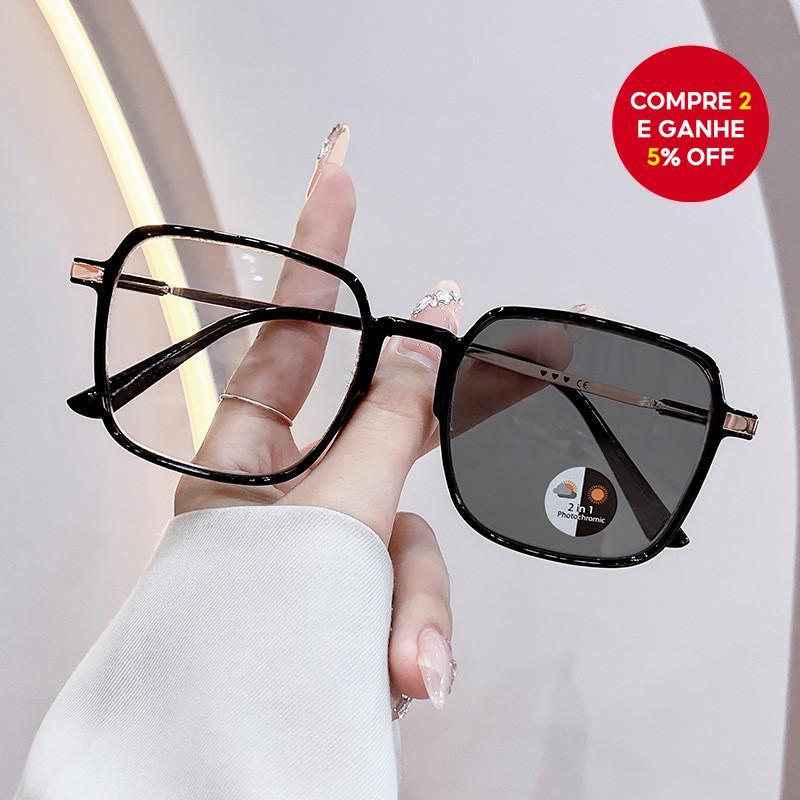 Óculos Fotocromáticos Anti Luz Azul Proteção UV400 Armação Grande Mudança De Cor Unissex