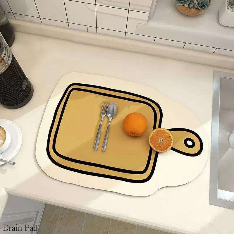 Almofada De Drenagem De Lama De Diatomáceas De Cozinha , Mesa De Bar , Tapete Absorvente De Secagem Rápida , Tigela E Pl