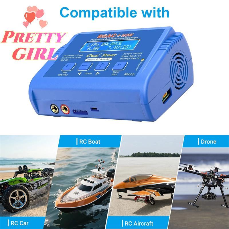 [Pretty ggirl] Carregador B6AC 80W RC Balance Digital Inteligente Para Bateria 1S-6S LiPo Life Li-ion 1-15S NiCD NiMH PB