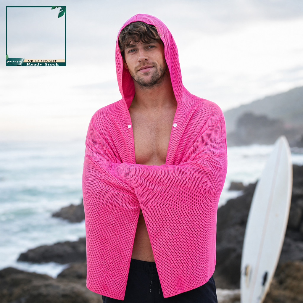 Cooling Towel Cloak with Hood – Instant Beach Cape for Men Women Perfect for Summer Yoga Camping Outdoor Sports and Ho
