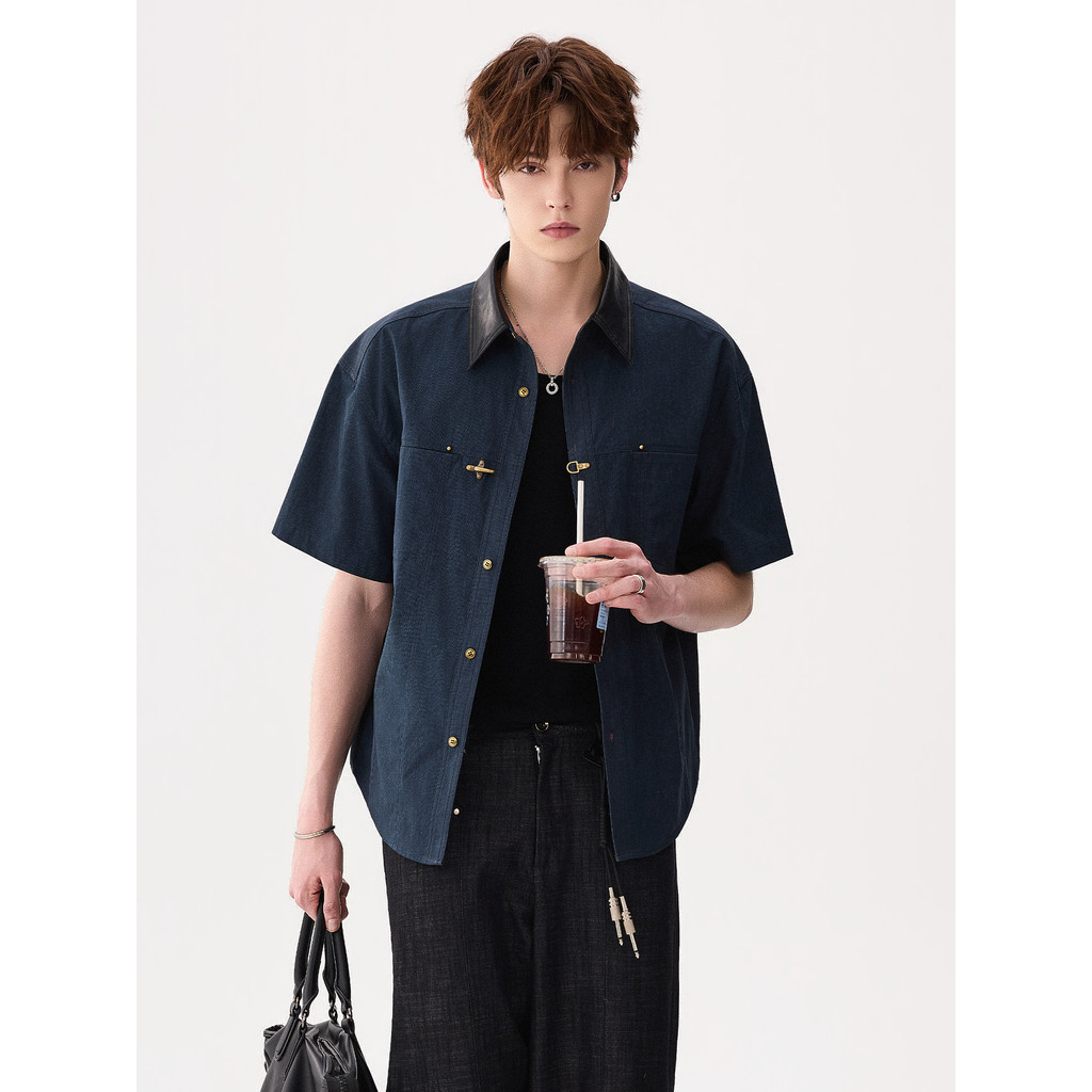 CHICERRO Sicilian Roupas Masculinas Estilo Americano Ruffian Bonito Ferramentas Avião Botão Camisa de Manga Curta Menino