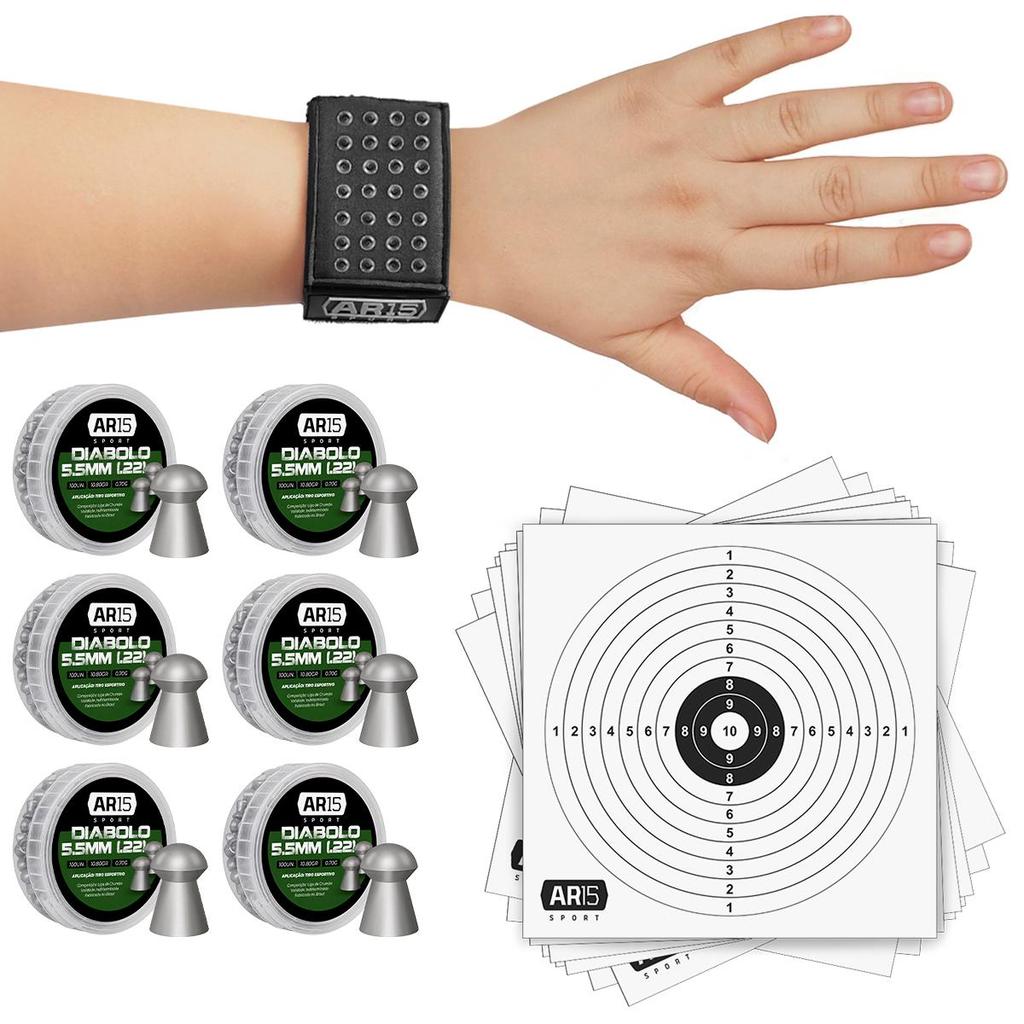 Pulseira Suporte Chumbinho Carabina 5.5 28 Furos + 06 Latas CHumbinho Rossi Sport