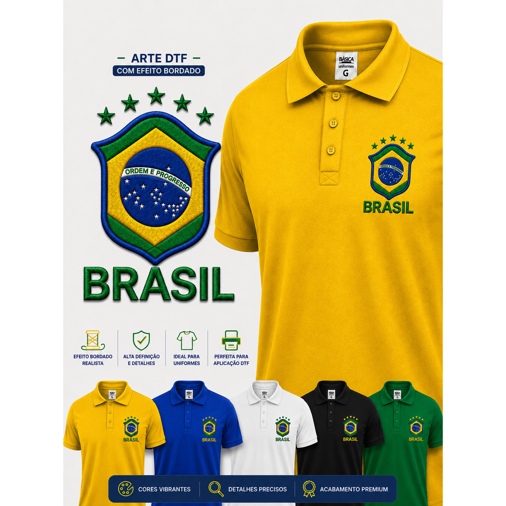 Camisa Polo do Brasil Copa do Mundo Bandeira