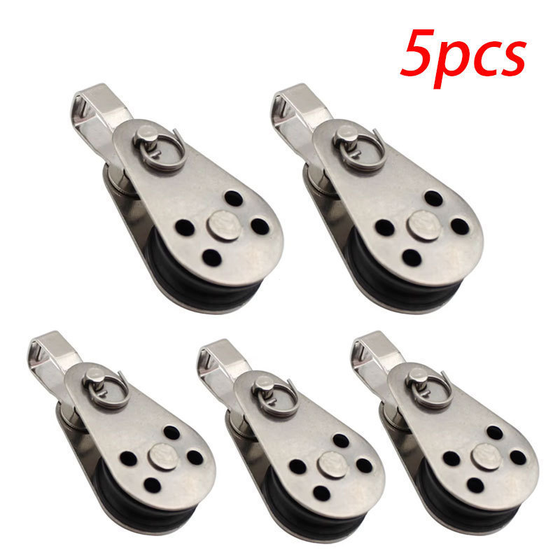 5 peças de polia de aço inoxidável 304/316, roda única de 25mm, polia giratória com suporte de carga e roldana de nylon
