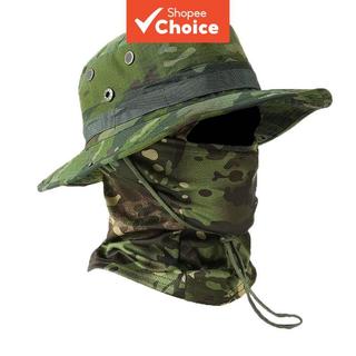 Conjunto de gorro camuflado com abas largas para homens, proteção solar, respirável, ideal para pesca e trilhas
