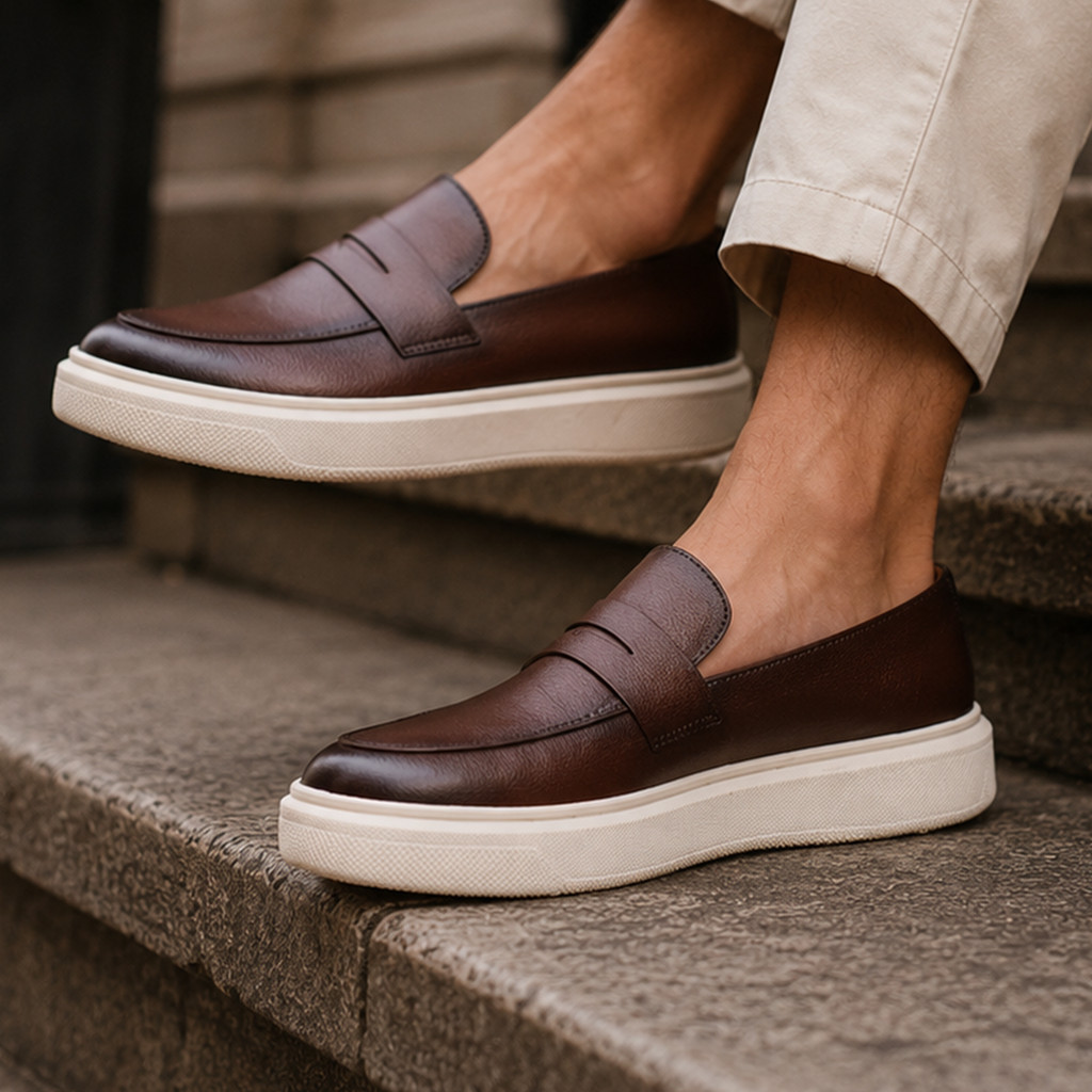 Sapato Masculino Loafer Café Mocassim Casual Social Comfort Luxo