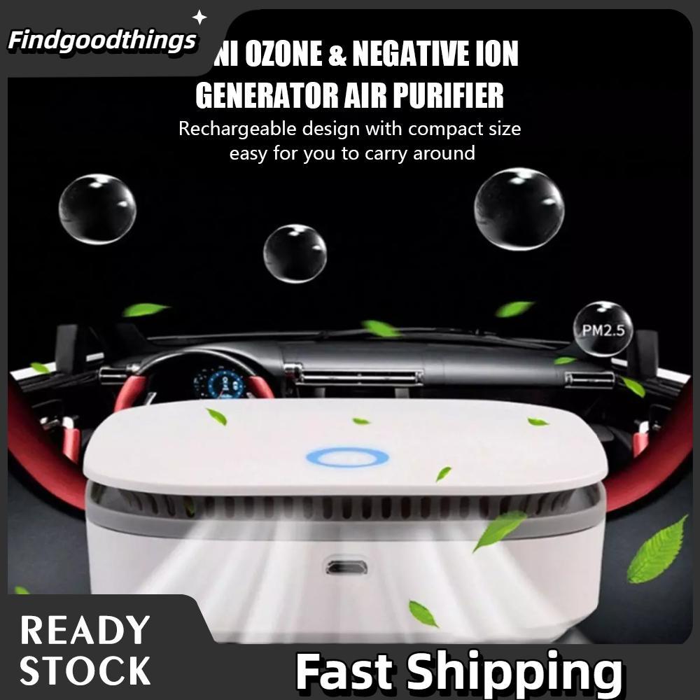 findgoodthings-br Purificador de ar portátil Gerador de ozônio O3 Desodorizador de íons negativos Esterilizador